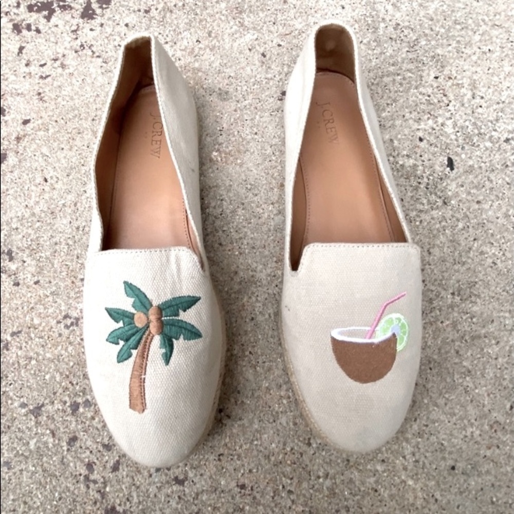 J.Crew Tropical Embroidered Summer/Beach Slip On Shoes